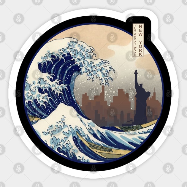 The Great Wave of New York Sticker by candyliu